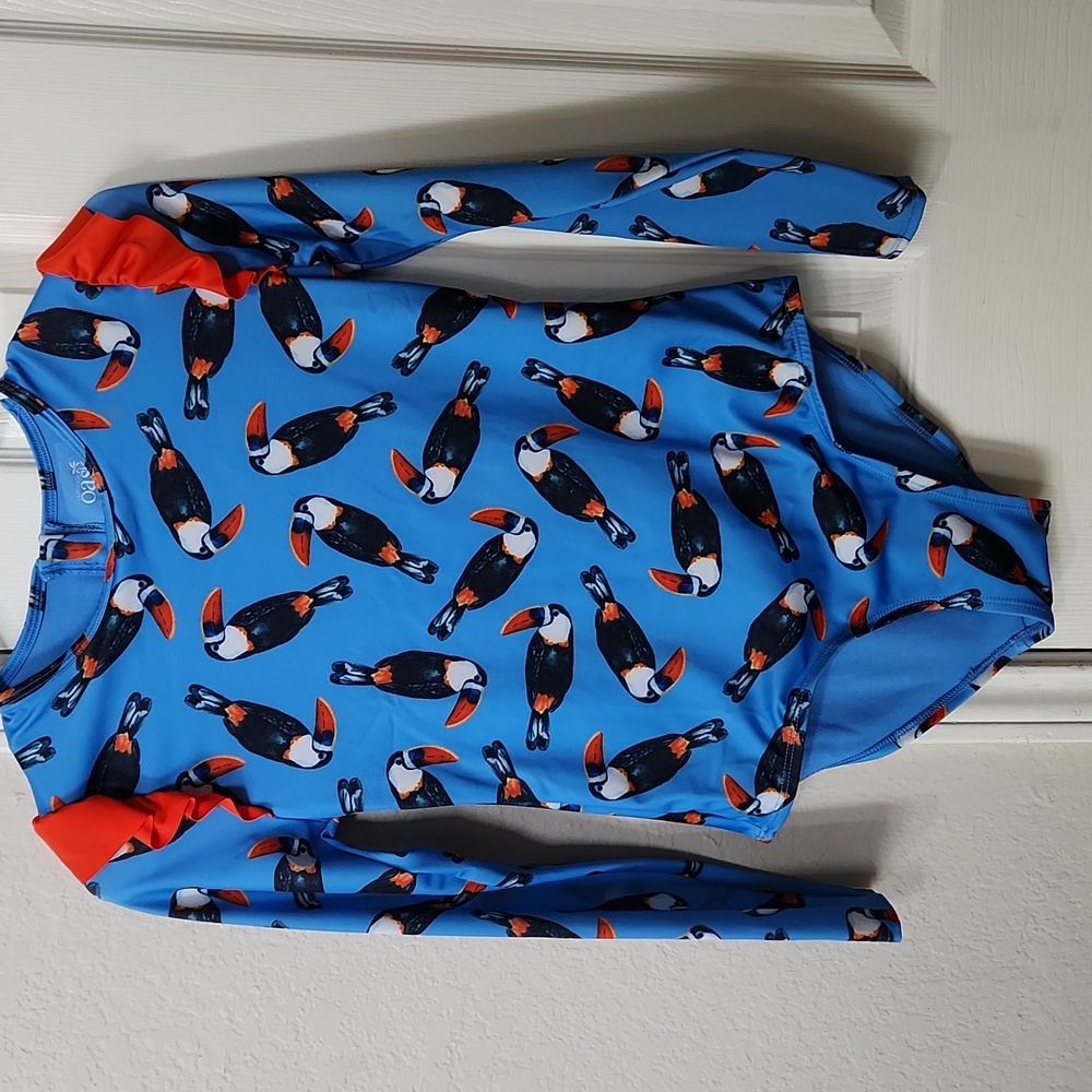 Outdoor Oasis Kids Swimwear with Toucan Print & Back Zipper - Size L (14) - NWT